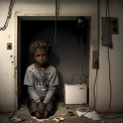 a sick and bitter black boy, desperate; sitting in the dangerous electric chair, in decaying clothes, crumbs of fear hanging in ...