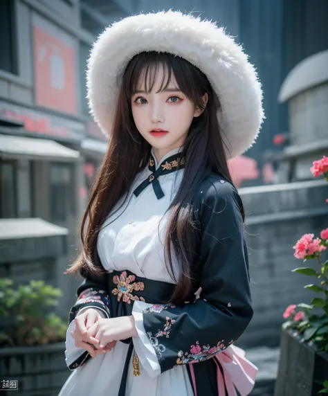 (8k, RAW photo:1.2), best quality, ultra high res,dramatic angle,(fluttered detailed color splashs), (illustration),(((1 girl))),(long hair),(rain:0.9), (头饰:1.4),少女身边有一座古宫,汉服,(重点),彩色水墨画,(泼彩),泼彩,(((colorful))),(素描:0.8) , Masterpiece, best quality, beautiful...