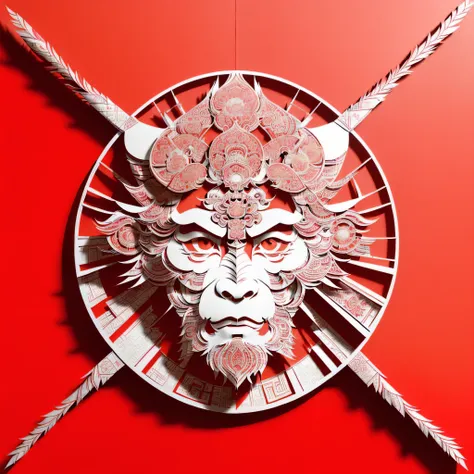 (((masterpiece))), best quality,
((chinese paper-cut art of sunwukong)), ((chinese paper-cut)), ((complicated paper-cut with man...