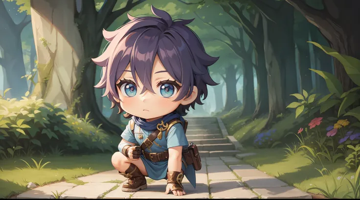 a character boy (man) chibi adventurer outfit