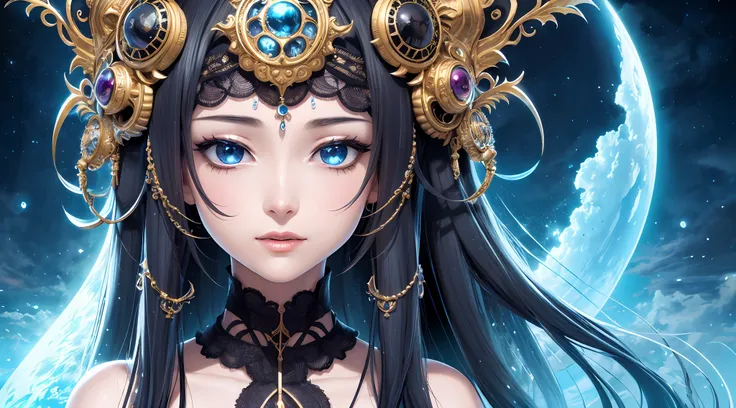 a close up of a woman with a mask on her head, detailed portrait of anime girl, stunning anime face portrait, intricate ornate a...