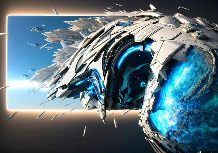 a close up of a futuristic spaceship flying through the air, intricate artwork. octane render, 4k highly detailed digital art, 3d digital art 4k, hyper detailed digital art, 4k detailed digital art, 3d render digital art, super rendered in octane render, s...