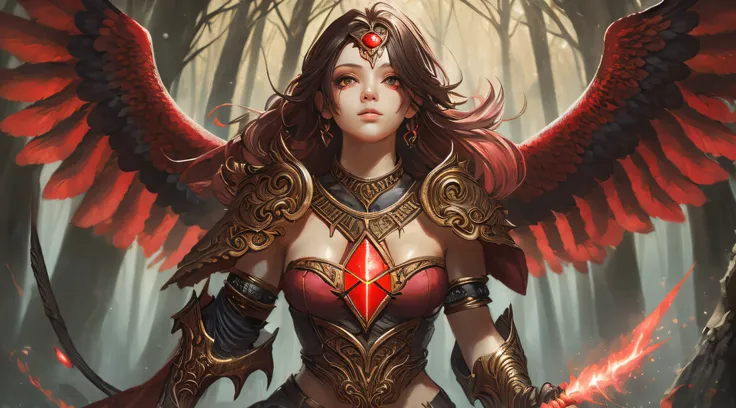 (Best quality),(masterpiece),(ultra detailed),(high detailed),(extremely detailed),Red + Black + Ultra-HD + Magic the Gathering + Prology + Ethereal + Art + Magic the Gathering textured realistic picture