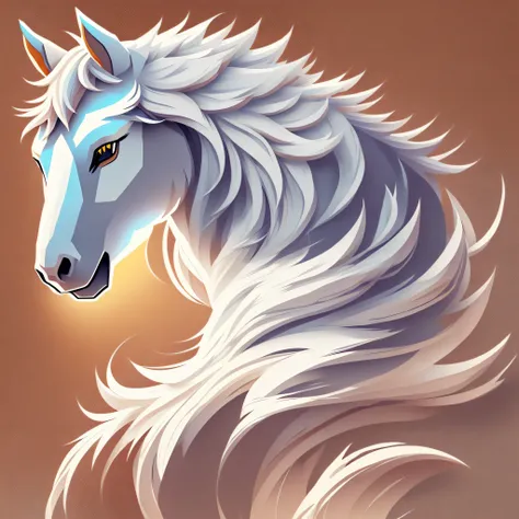 a horse head with a sun in the background, horse head animal merge, logo for a social network, avatar for website, digital horse, clean and simple design, clean logo, no gradients, medium poly, discord profile picture, clean logo design, horse, rounded log...