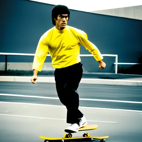 Bruce Lee skateboarding