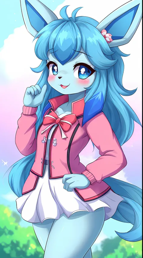 4k, master piece, best quality, kawaii, cute, sfw, glaceon, hioshiru, precure, kiriya aoi (aikatsu!), jacket