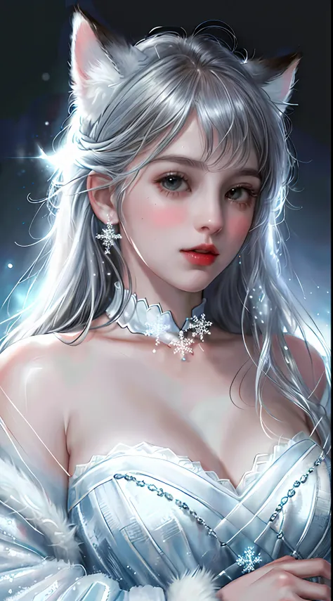 (raw photo:1.2), (photorealistic:1.4), (best quality:1.4), (ultra highres:1.2), (highly detailed:1.3), (HDR:1.2), (cinematic lighting:1.3), (detailed eyes), (facial details), (fur details), (snowy:1.2). ), Cute Little Fox, Standing, (3/4 Portrait: 1.2), (F...