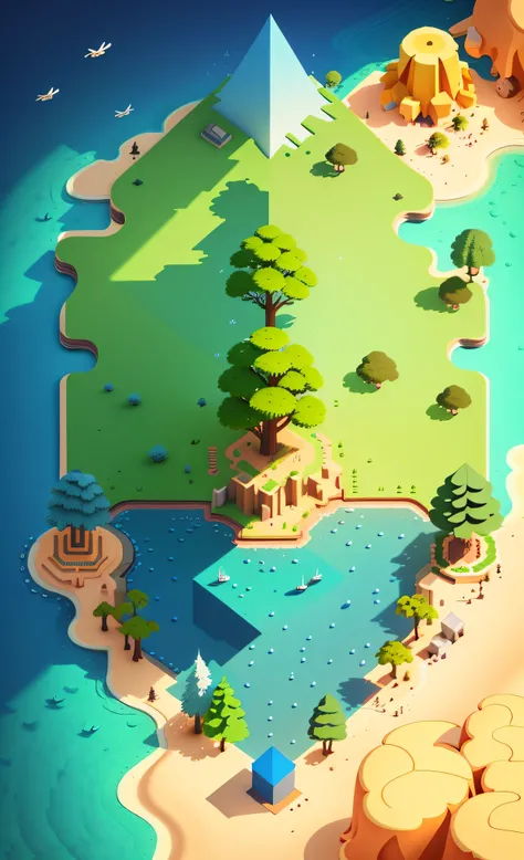 game map, (game concept art design: 1.1), isometric art, (cartoon hand drawn style: 1.2), simple geometry, (color: 0.6), detail,...