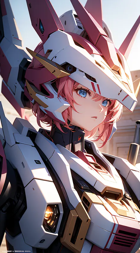 there is a large robot standing on the platform with female mecha, best anime 4k konachan wallpaper, detailed digital anime art,...