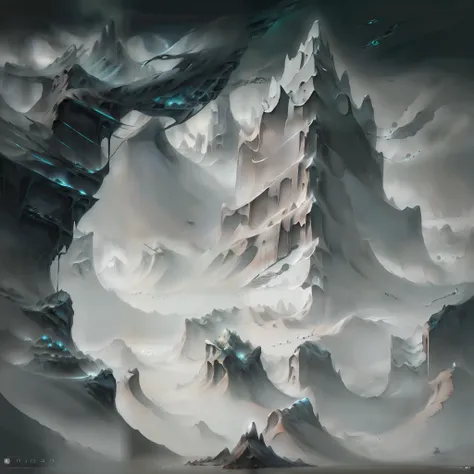 there is a digital painting of a mountain with a waterfall, symmetrical epic fantasy art, organic matte painting, most epic landscape, matte digital painting, illustration matte painting, surreal concept art, matte painting ”, matte painting”, dramatic con...