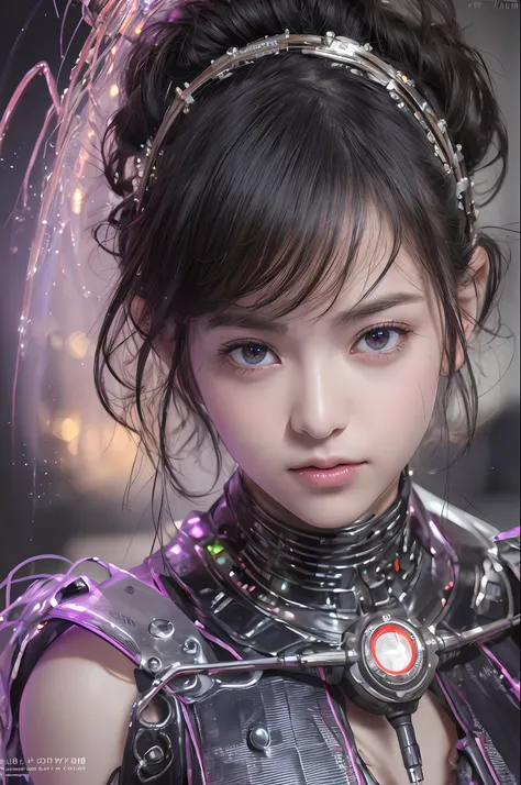 Top Quality, Masterpiece, Ultra High Resolution, (Photorealistic: 1.4), Raw Photo, 1 Girl, Black Hair, Glossy Skin, 1 Mechanical Girl, (Ultra Realistic Details)), Portrait, Global Illumination, Shadows, Octane Rendering, 8K, Ultra Sharp, Big, Cleavage Expo...