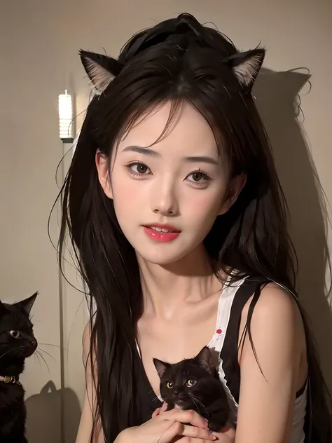 1girl，cat eras，cat，anthropomorphic