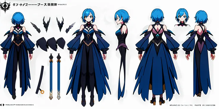 1 young girl, character sheet, concept art, full body, (masterpiece:1.2), (best quality:1.3), 1girl, standing, villainess