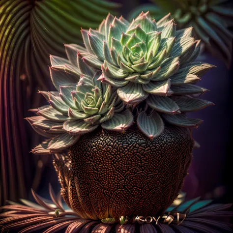 (Photorealistic, 3D, octane rendered, 8k, 4k, high quality, high resolution, high definition, realistic, best quality, volumetric lighting, cinematic lighting, natural colour scheme, contrast, coloured, very detailed:1.2), (succulent plant echeveria:1.3), ...