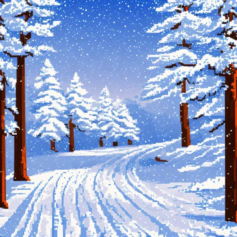 pixelart, snow landscape