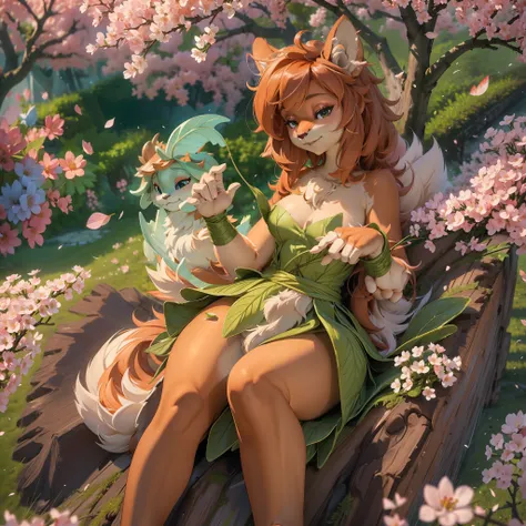 elora fluffy, detailed and extremely fluffy body fur, fluff, masterpiece, looking at beautiful surroundings, detailed background...