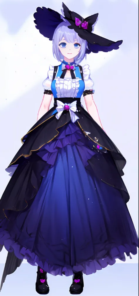 AVAKuma OC anime girl in a dress with a bow and a bow tie, lunar themed attire, cute anime waifu in a nice dress, frilly outfit, my dress up darling anime, fantasy outfit, multilayered outfit, astral witch clothes, azur lane style, maid outfit, costume wit...