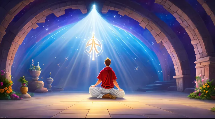 original art quality, full body image, disney character animation style, person kneeling in prayer, with hands raised to heaven,...