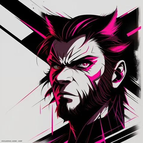 wolverine, design with 32k quality, inspired by t-shirt design, with cyberpunk style, made by dslr camera, full framing, centere...