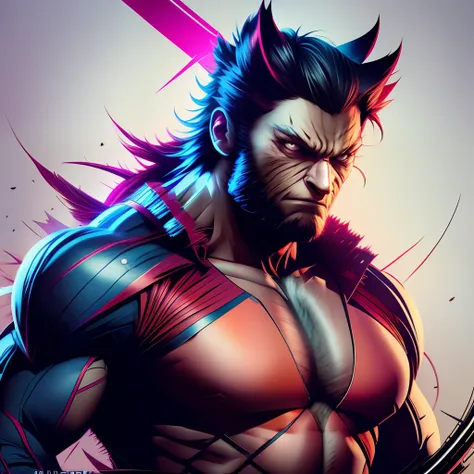 wolverine, design with 32k quality, inspired by t-shirt design, with cyberpunk style, made by dslr camera, full framing, centere...