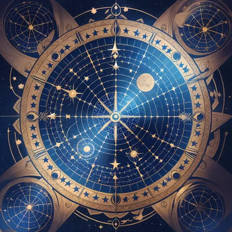 the image can show a starry sky with an astral clock, where the stars or constellations form the hands and indicate the time. th...