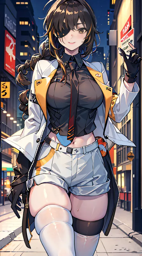 (SFW), masterpiece, best quality, highres 64k, professional artwork, famous artwork, clean, cinematic lighting, beautiful eyes + detail, beautiful hair + detail, multicoloured hair, (sexy young female body:1.4), ( medium breasts, lactation), happy:1.2, smi...