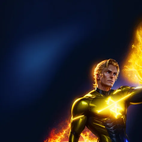 there is a man in a black suit holding a yellow light, textless, adam warlock, hq 4k phone wallpaper, flash gordon, amazing wallpaper, background artwork, hq 4k wallpaper, hd wallpaper, human torch, wallpaper background, phone wallpaper, epic graphic novel...