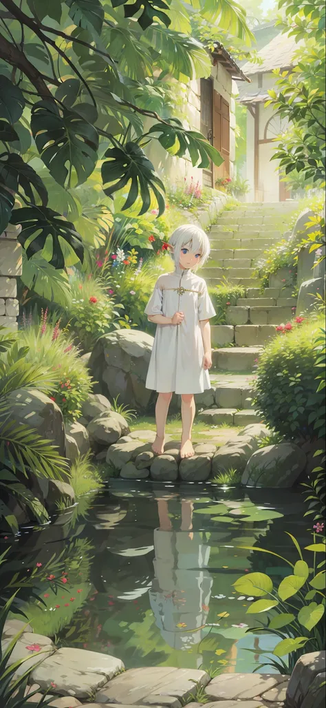 white-haired barefoot elf shota