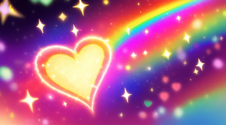 big twinkling heart, love, light, compassion, rainbow, tenderness, glitter light, twinkle, fantasy