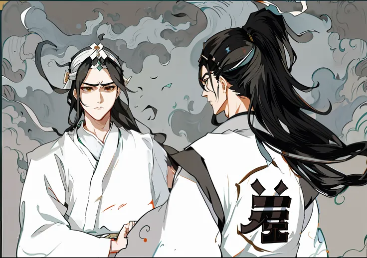 the two noble princes arrived in full costume, their hanfu robes flowing, and their hair dancing in the wind. the style blends n...