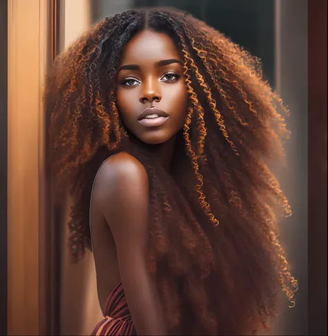 taken with iphone camera break selfie medium shot of a beautiful young woman, brown skin, break (ombre: 1.3) curly hair break fi...