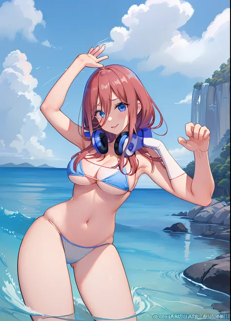 ((A cartoon image of a woman in a bikini posing for a photo)), index finger, proportions oppai, oppai, anime moe artstyle, thicc, little curved loli, seductive anime girl, (sexy pudica pose gesture), reisen udongein inaba, ecchi, (ecchi anime style), ((opp...