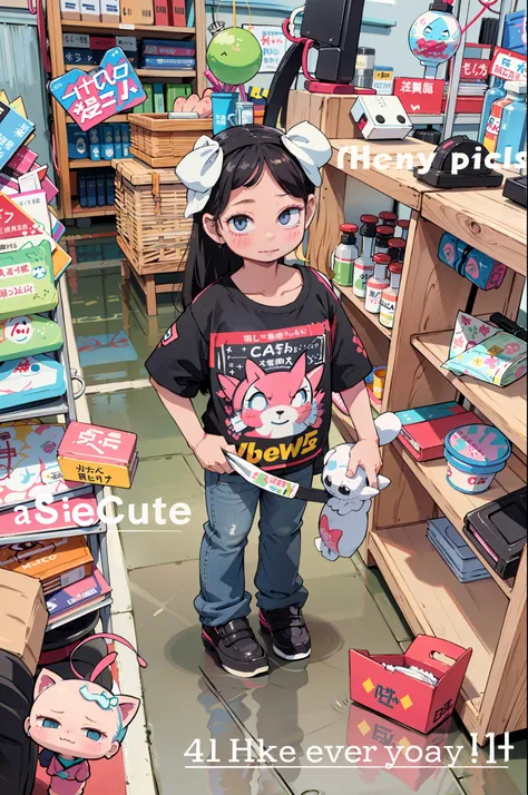 There is a little girl standing in the store, so cute, super cute and friendly, black pink Josie, けもの, E-girl, kawaii shirt and jeans, electronic girl, Ruan cute vtuber, Snapchat photos, cute girl, black pink Rosanna Park, Ultra HD, 8k, Best Light, 6 year ...