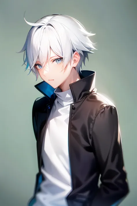 cute anime male protagonist with white hair