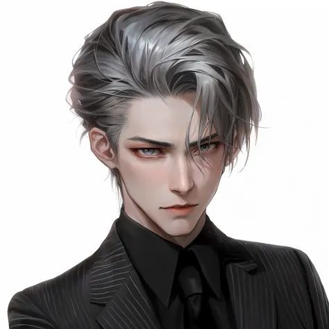 there is a man with a suit and tie posing for a picture, inspired by yanjun cheng, he has dark grey hairs, sakimichan frank fran...