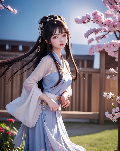 (8k, RAW photo:1.2), best quality, ultra high res,dramatic angle,(fluttered detailed color splashs), (illustration),(((1 girl))),(long hair),(rain:0.9), (头饰:1.4),少女身边有一座古宫,汉服,(重点),彩色水墨画,(泼彩),泼彩,(((colorful))),(素描:0.8) , Masterpiece, best quality, beautiful...
