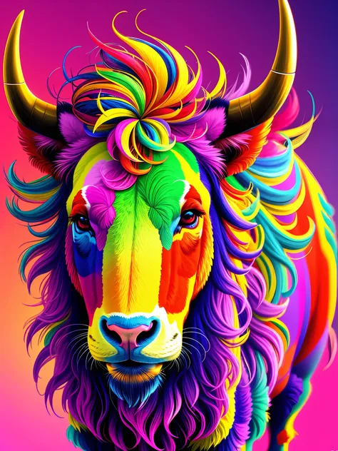 brightly colored bull, 4k detailed digital art, amoled wallpaper, highly detailed 4k digital art, glossy feathers, beautiful 4k ...