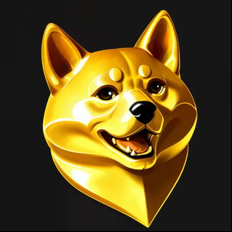 logo of a doge , centered ,symetric,detailed bad angry looking eyes , 3d icon