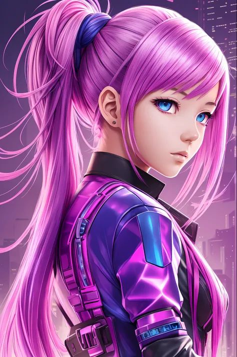 masterpiece, highest quality, realistic, subsurface scattering, chromatic lighting,
colorful, pink + white + purple + blue limited color palette, detailed concept drawing, line-art, illustration,
cyberpunk,
18yo 1girl, medium breasts,
outgoing
ponyt...