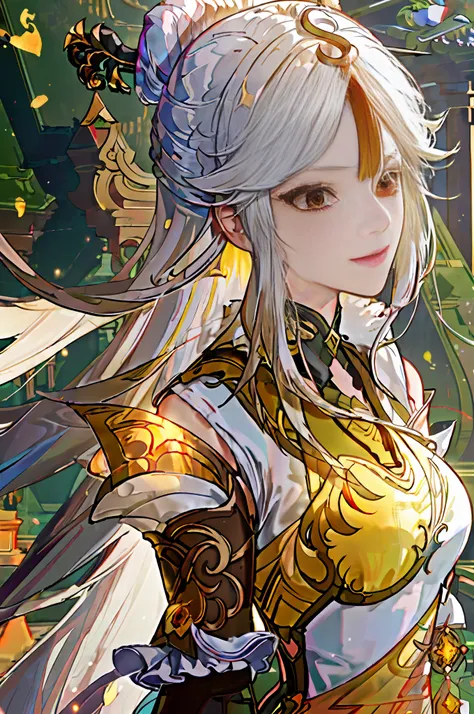 (extremely detailed CG unity 8k wallpaper,masterpiece, best quality, ultra-detailed),(best illumination, best shadow, an extremely delicate and beautiful), floating, high saturation,
dynamic angle, ((1girl)), gorgeous, ningguang (genshin impact),
white hai...