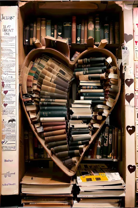 anatomically human heart made of books