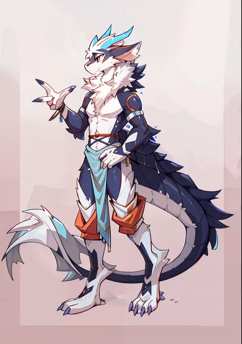 nj5 furry, ((dragon,)), white fur, male, kimono, ((extremely realistic shadows, masterpieces, extremely detailed, realistic)), ,...