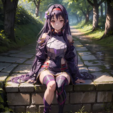 realistic, (yuuki), (yuuki konno)\(sao\), 1 girl, sitting, smiling, (best quality), (highres), photoshoot, (deep depth of field)...