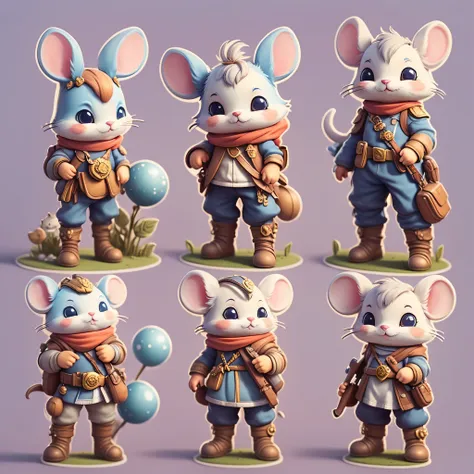 "imaginative concept art of a cute creature inspired by lora, with the appearance of a mouse and dressed as a policeman. (cutecr...