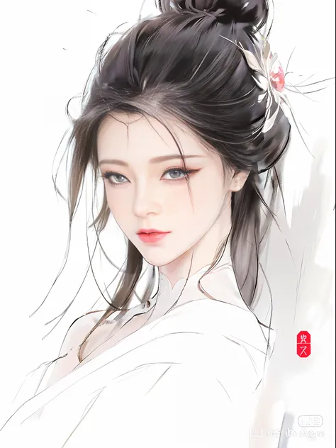 close-up of a woman with hair tied in a bun, beautiful character painting, beautiful anime portrait, palace, girl in hanbok, zho...