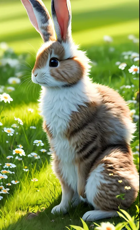 ((masterpiece, best quality)), soil, animal ears, fluffy rabbit, rabbit ears, looking at the viewer, grass, outdoors, whole body...