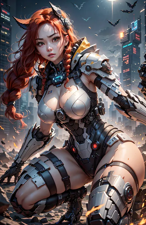 (Best Quality)), ((Masterpiece)), (Very Detailed: 1.3), 3D, Beautiful cyberpunk woman, batman cosplay, sci-fi technology, HDR (High Dynamic Range), ray tracing, nvidia RTX, super resolution, unreal 5, subsurface scattering, PBR texture, post-processing, an...