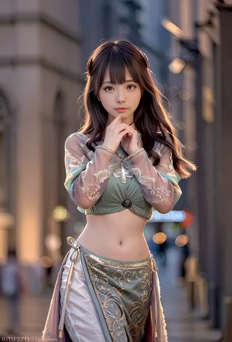 80mm, epic realistic, painting of a dancer on a street of 2020s Florence,(Florence Cathedral background),navel,crowd, by range murata, a big red sun in the background, stunning, matted, paul gauguin, van gogh, art by greg rutkowski and artgerm, soft cinema...