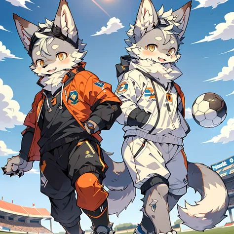 (best quality), (masterpiece), ((solitary), (ultra detailed), (furry), full body furry, furry, (male arctic fox: 1.5), (gray ski...