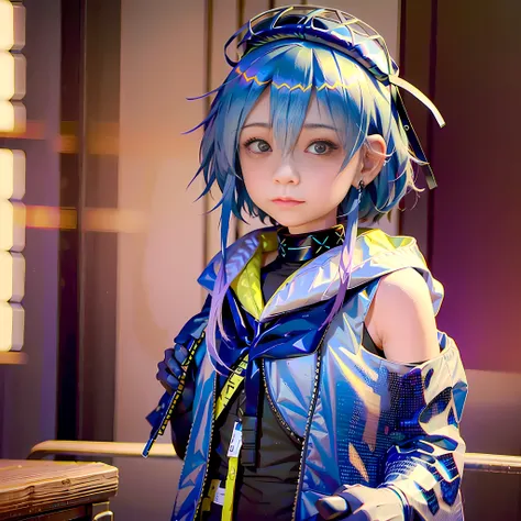 mizuki uniform, realistic, delicate texture, ccurate, best quality, UHD, masterpiece, 10-year-old Shota, light and shadow, round face, cute face, little boy, epic, juvenile feeling, epic picture, immature, round face, cute face, Shota, blue pink eyes, pink...